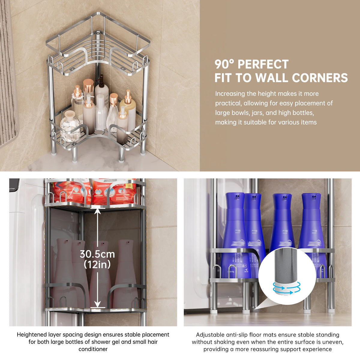 1Pc Stainless Steel Storage Rack for Shower Room — product photo 4 of 6