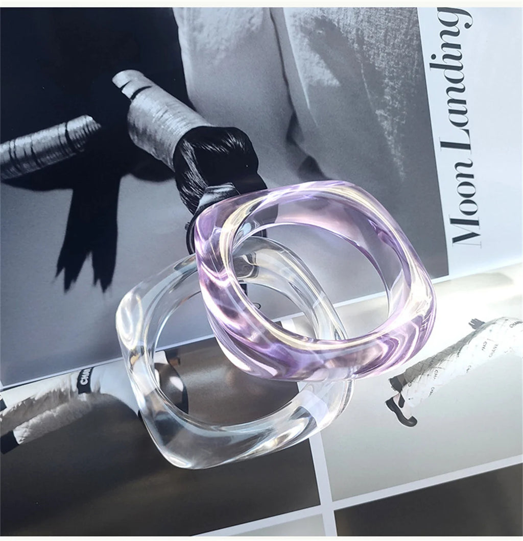 Fashion Irregular Resin Acrylic Bangles for Women Wide — product photo 6 of 6