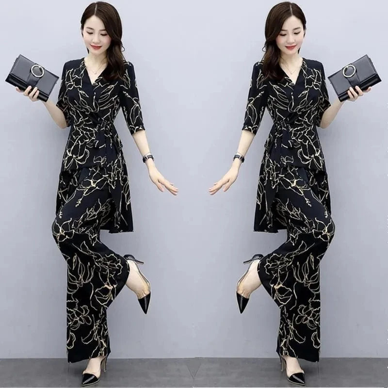 Elegant Print 2 Piece Set Women Outfits Summer — product photo 6 of 6