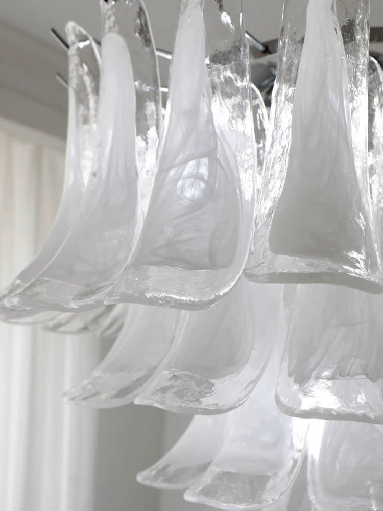 Pendant Glass White Flower Petal High Ceiling Chandeliers — product photo 4 of 6