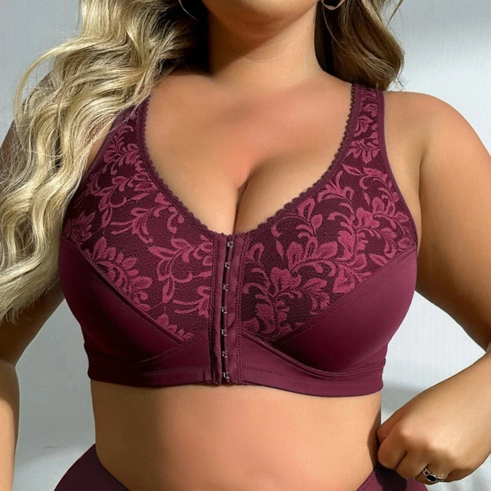 Front Closure Plus Size Bra Lace Wire-free Full — product photo 4 of 6