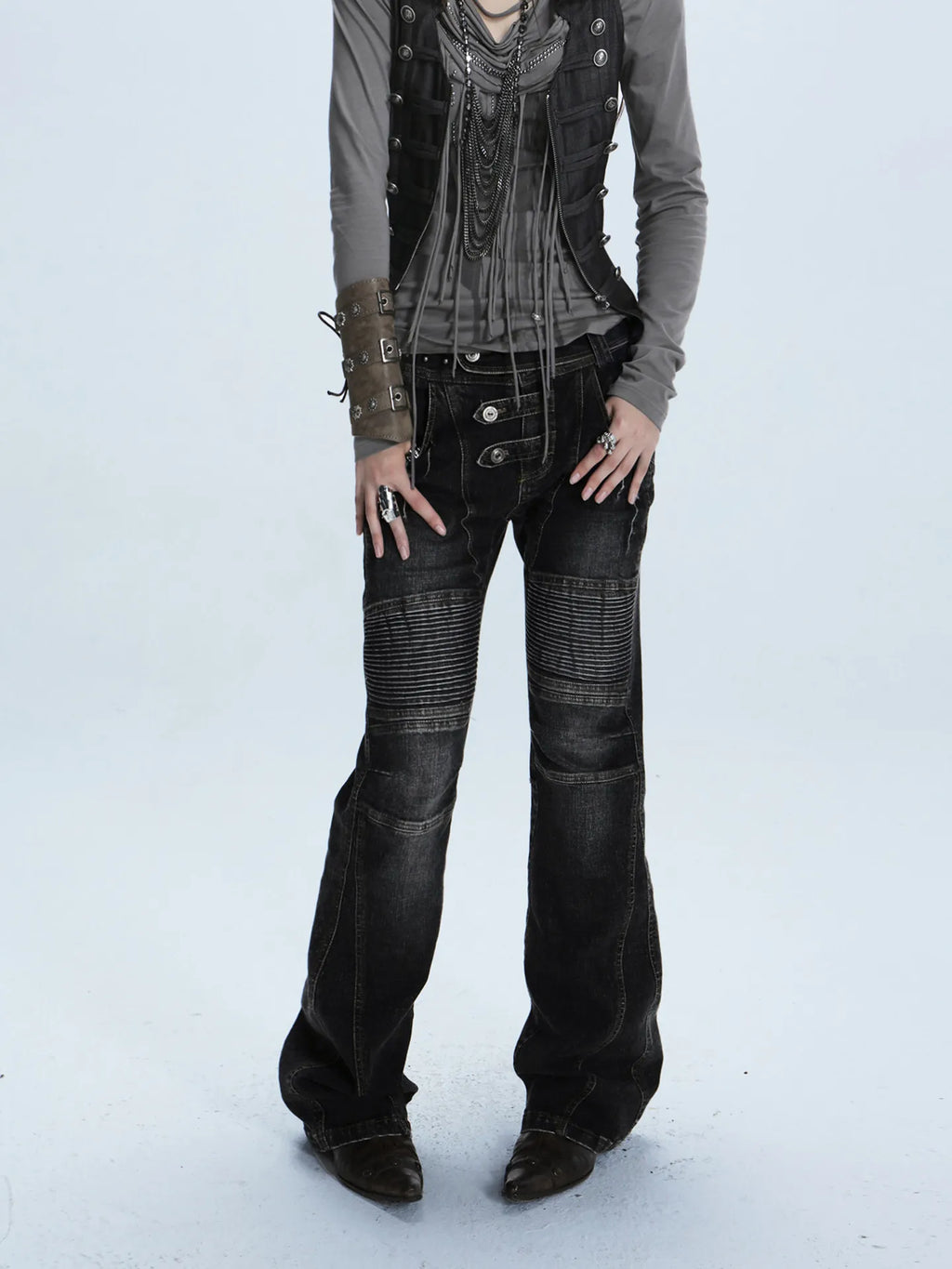 Women's Low Waist Motorcycle Style Jeans Casual Pants — main product photo