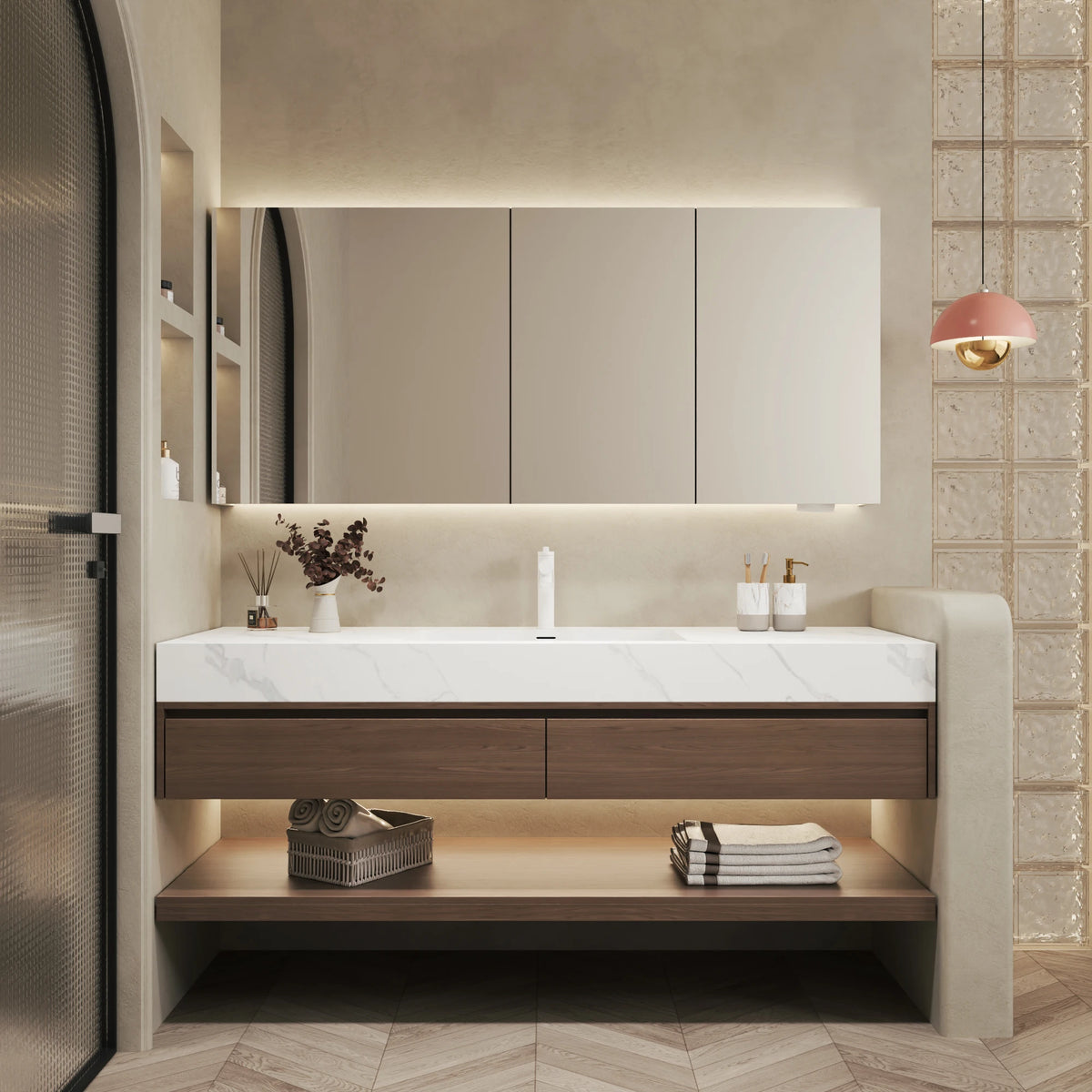 Vanity Bathroom Lighting Modern Marble Sink Mirror Bathroom — product photo 5 of 5