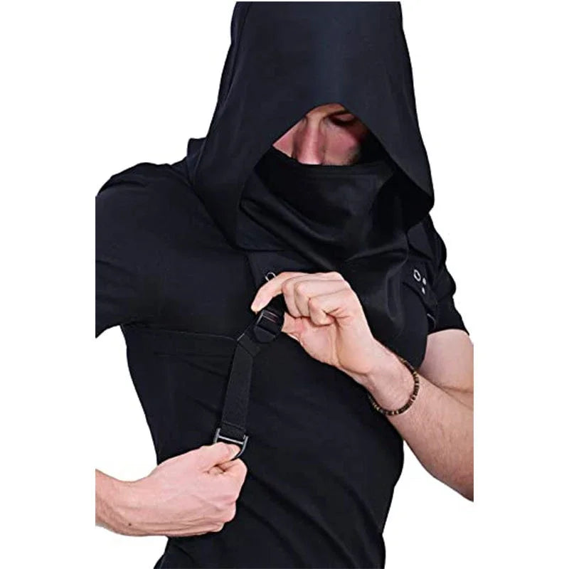 Cosplay Medieval Assassin Hat Cyberpunk Hooded Cloak Cape — product photo 3 of 6