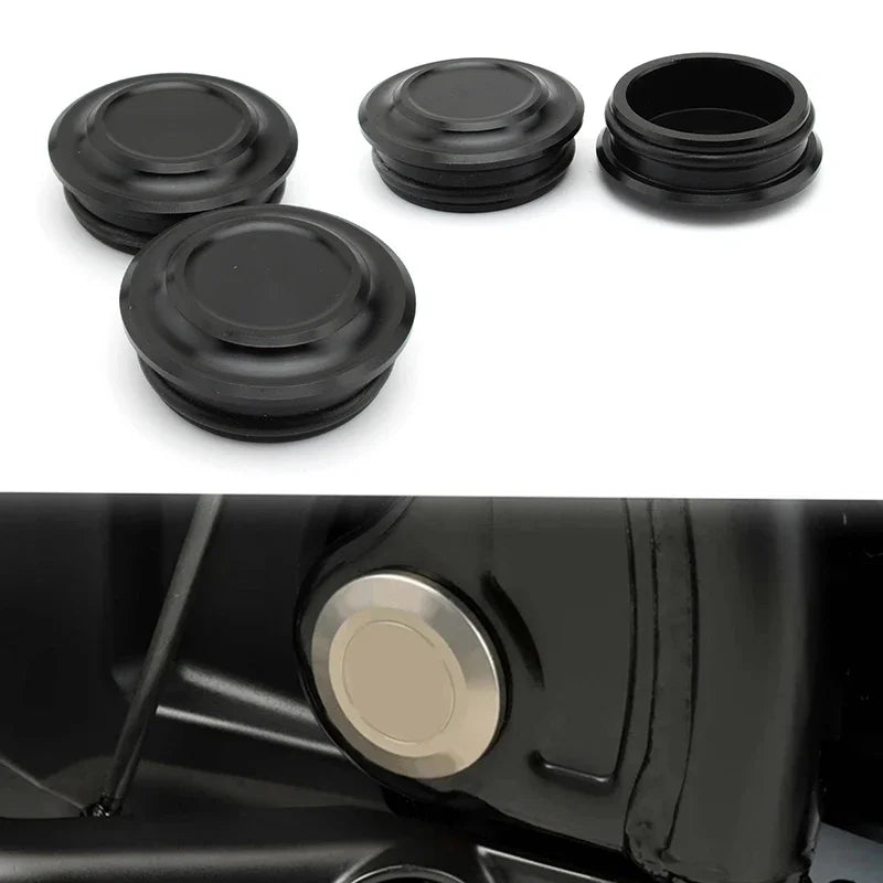 2Pcs Silver/Black Motorcycle Frame Hole Cover Decoration Parts — product photo 2 of 6