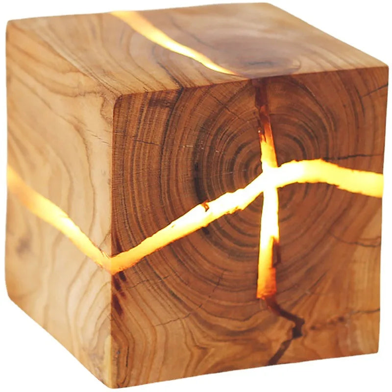 Split Wood Wall Lamp Bedroom Bed Head Square — product photo 6 of 6