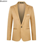 Men's Fashion Suit Jacket Elegant Gentleman Solid Slim — main product photo