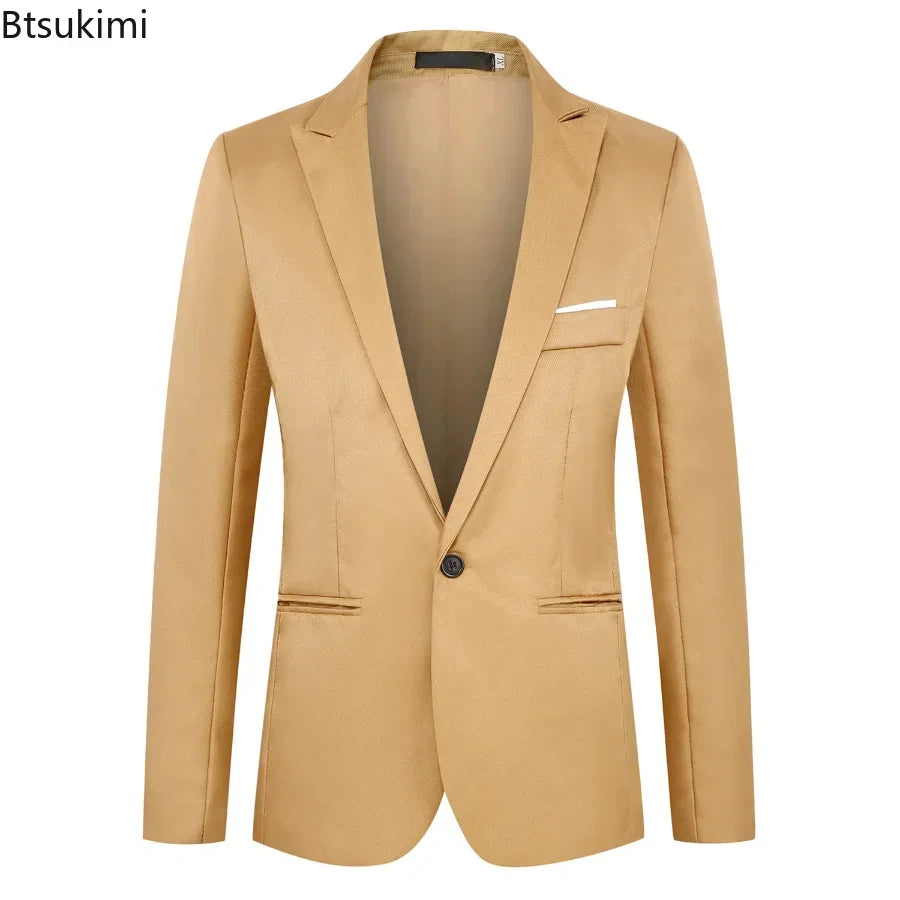 Men's Fashion Suit Jacket Elegant Gentleman Solid Slim — main product photo