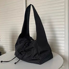 Women's Soft Black Nylon Shoulder Bag