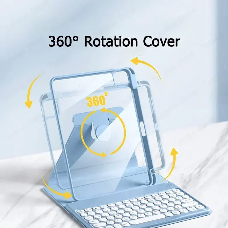 360° Rotation Case with Touchpad Keyboard For iPad