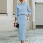 Formal Occasion Solid Two Piece Set Ladies O-neck — product photo 5 of 6