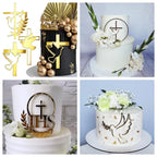Ins Cross Christ Birthday Cake Topper Gold Acrylic — main product photo