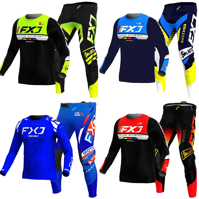 NEW 2026 FXJ blue enduro motocross gear set — main product photo