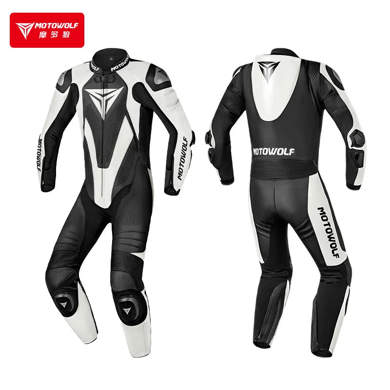 MOTOWOLF JM10 One-piece Riding Leather Suit Cowhide Leather — main product photo