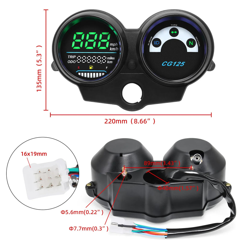 Motorcycle Speedometer Odometer Fuel Gauge Steering Indicator For — product photo 2 of 5