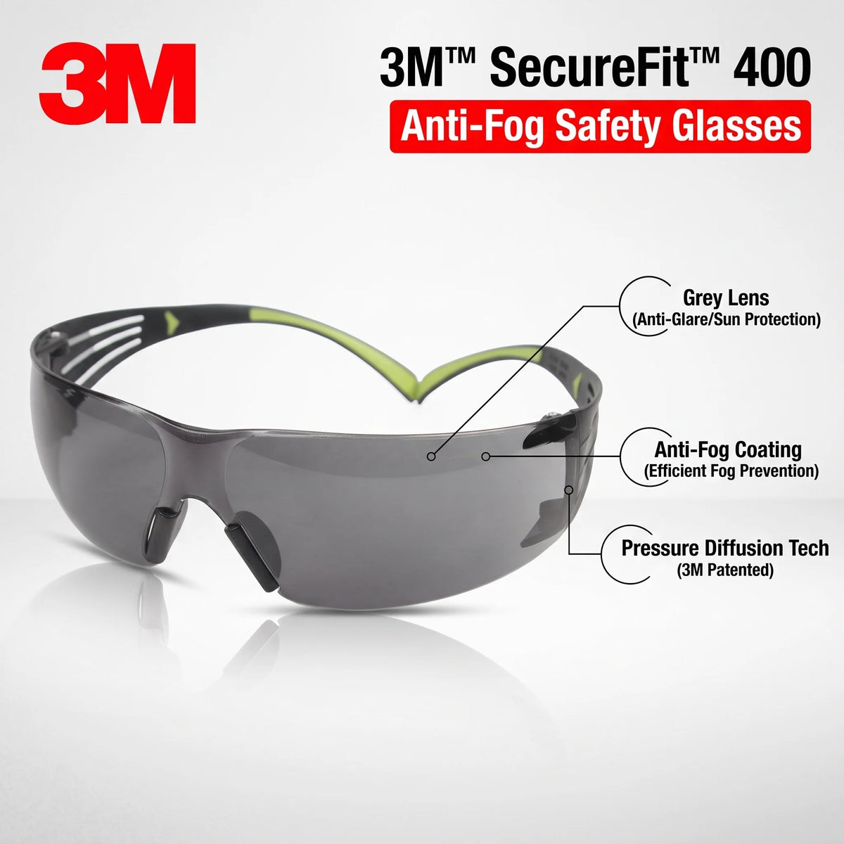 3M SF402AF Safety Glasses ANSI Z87.1 Clear Goggles — main product photo