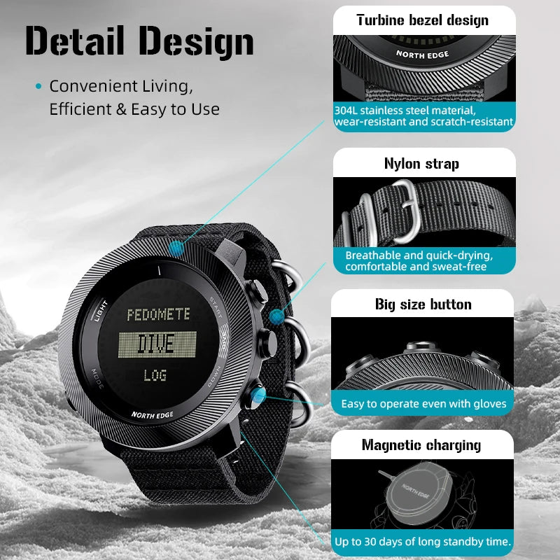 NORTH EDGE APACHE-D Men Free Dive Digital Watch — product photo 6 of 6