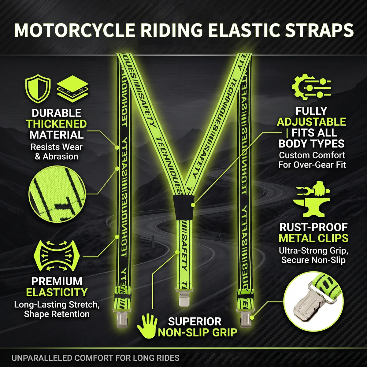 Motorcycle Trouser Suspenders Elastic Adjustable Motorbike Y Back — product photo 3 of 6