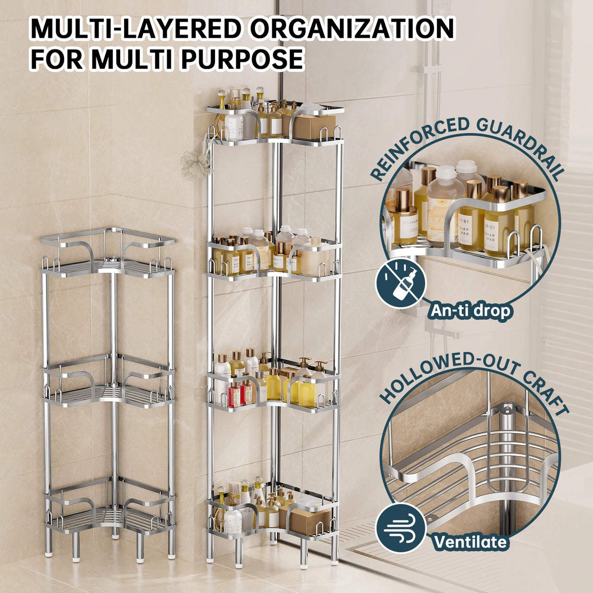 1Pc Stainless Steel Storage Rack for Shower Room — product photo 3 of 6