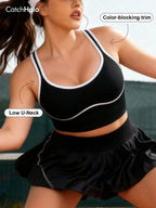 Women Plus Size Seamless Bralette Contrast Trim Ribbed — main product photo