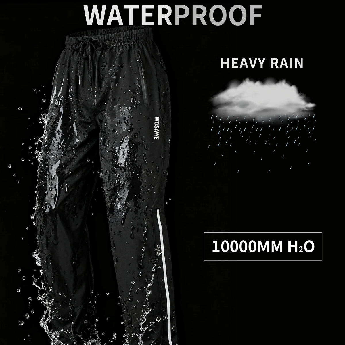 WOSAWE Motorcycle Motorbike Rainproof Single Pants Waterproof Unisex — product photo 2 of 3
