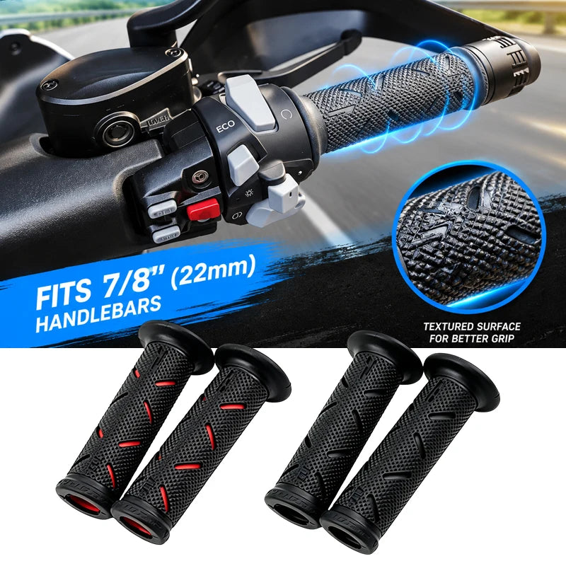 1pair 22mm Motorcycle Rubber Handlebar Grips Non-slip Motorbike — main product photo