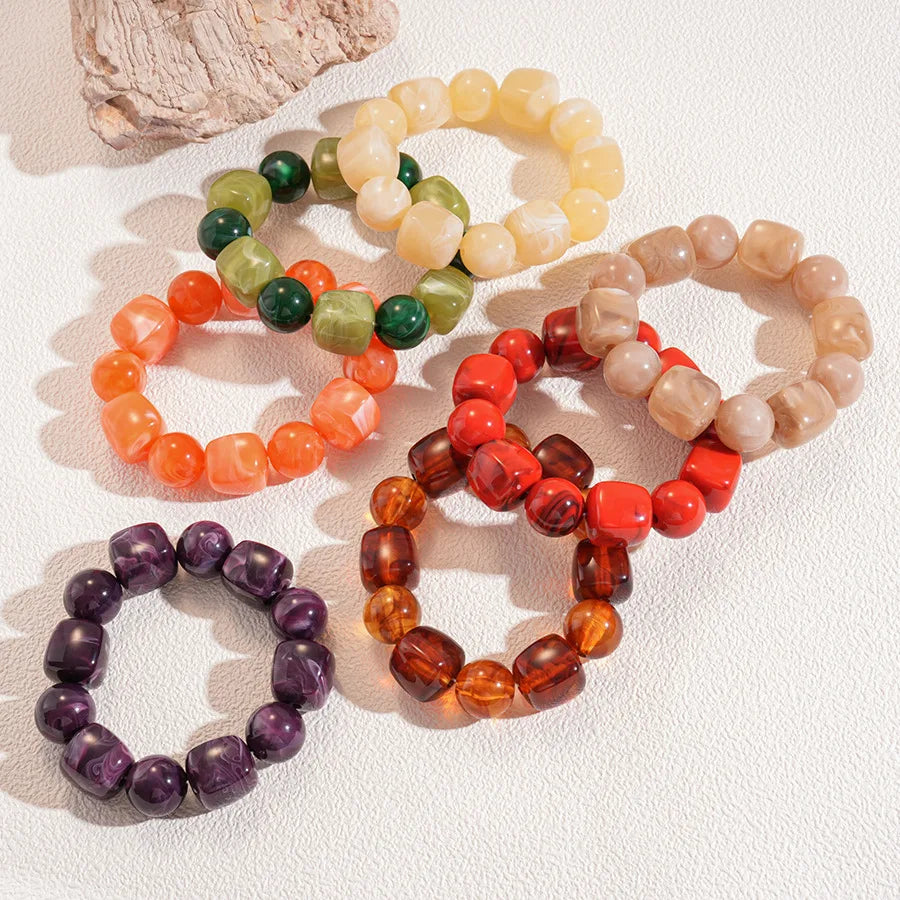 Acrylic Irregular Square Round Beaded Bracelet Bangle for — product photo 4 of 6