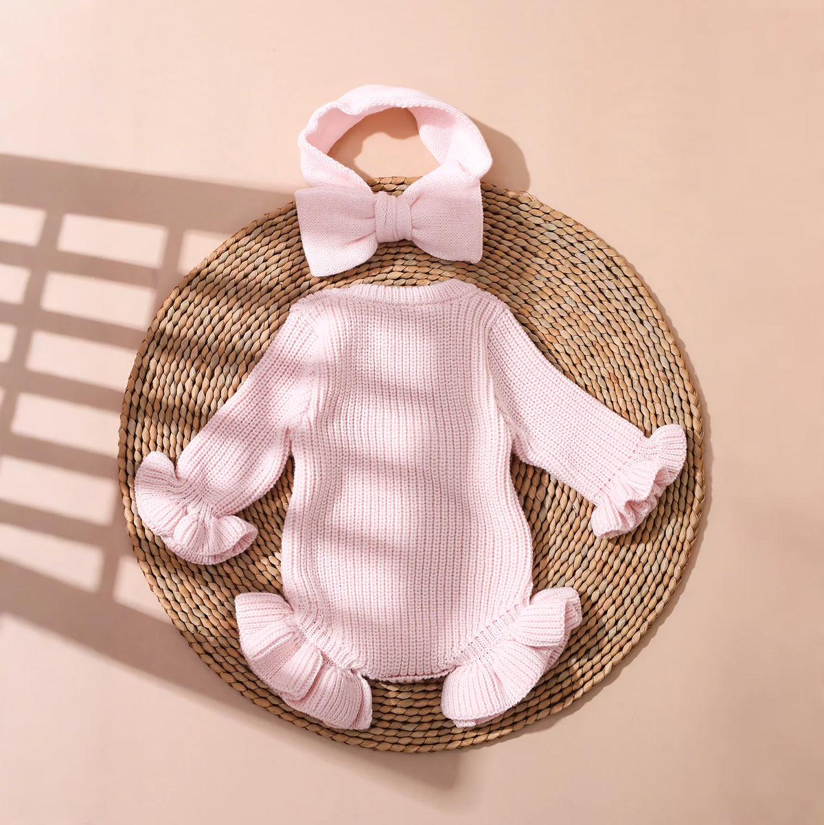 2Pcs Set Knitted Newborn Photography Outfits with Bow — product photo 5 of 6