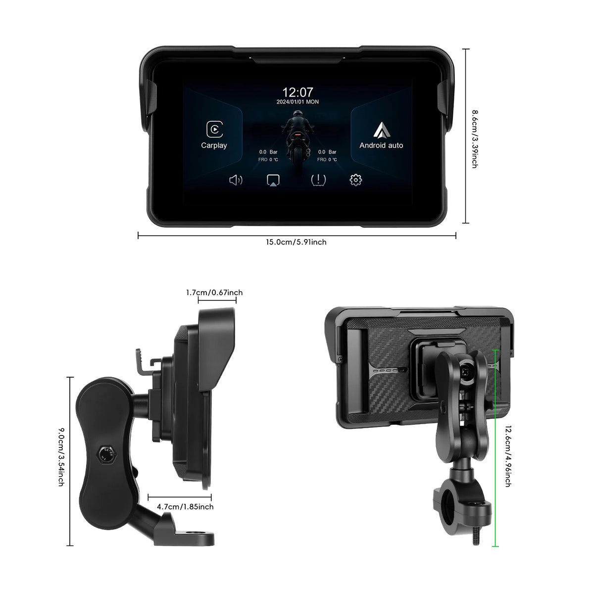Podofo 5 Inch Portable Motorcycle IPS Screen with — product photo 4 of 4