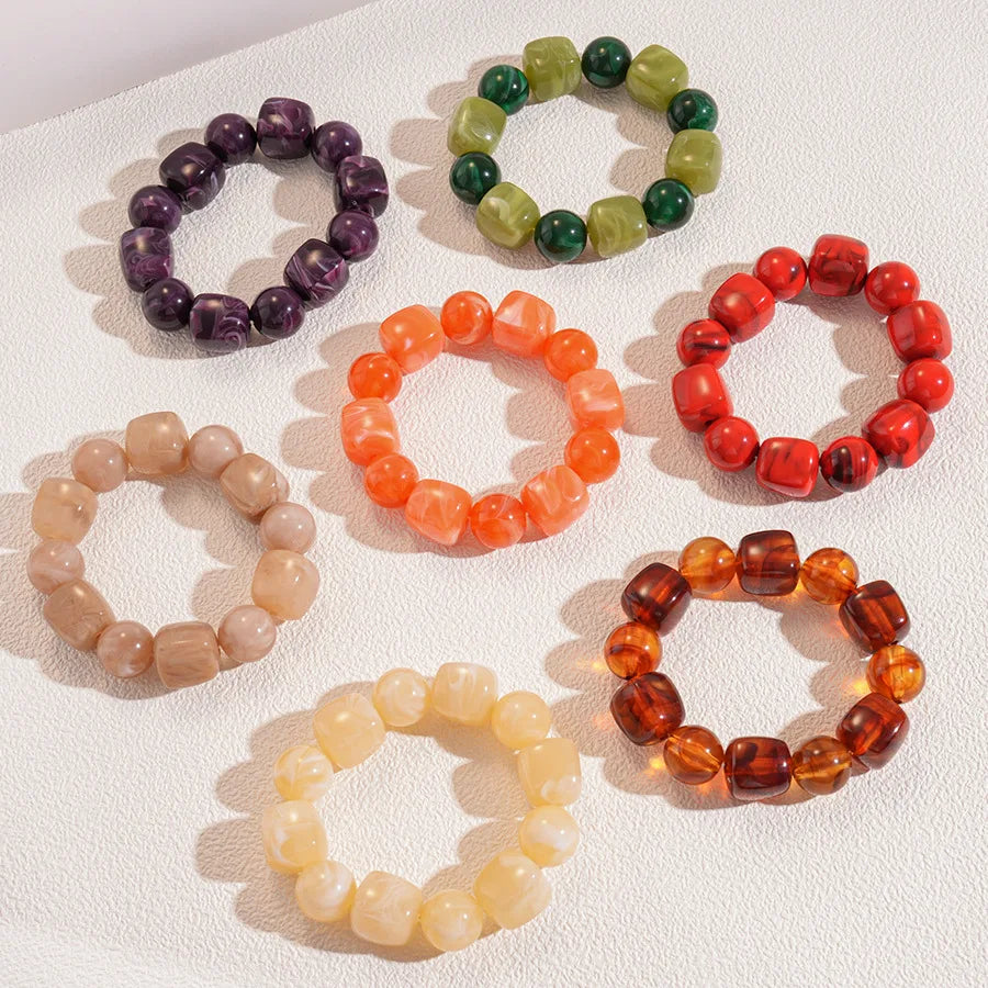 Acrylic Irregular Square Round Beaded Bracelet Bangle for — product photo 2 of 6