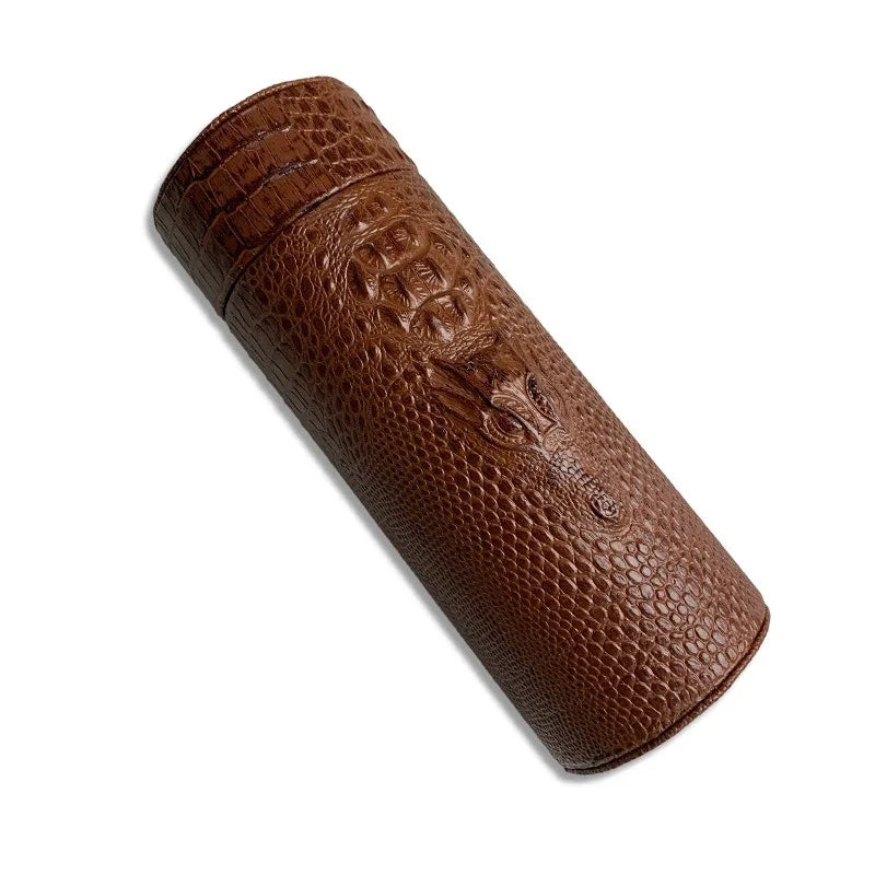 Leather Travel Humidor Cigar Box Cedar Wood Portable — product photo 6 of 6