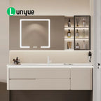 Minimalist Cream Bathroom Vanity with Sink Free Standing — main product photo