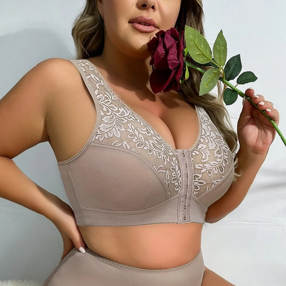 Front Closure Plus Size Bra Lace Wire-free Full — product photo 5 of 6