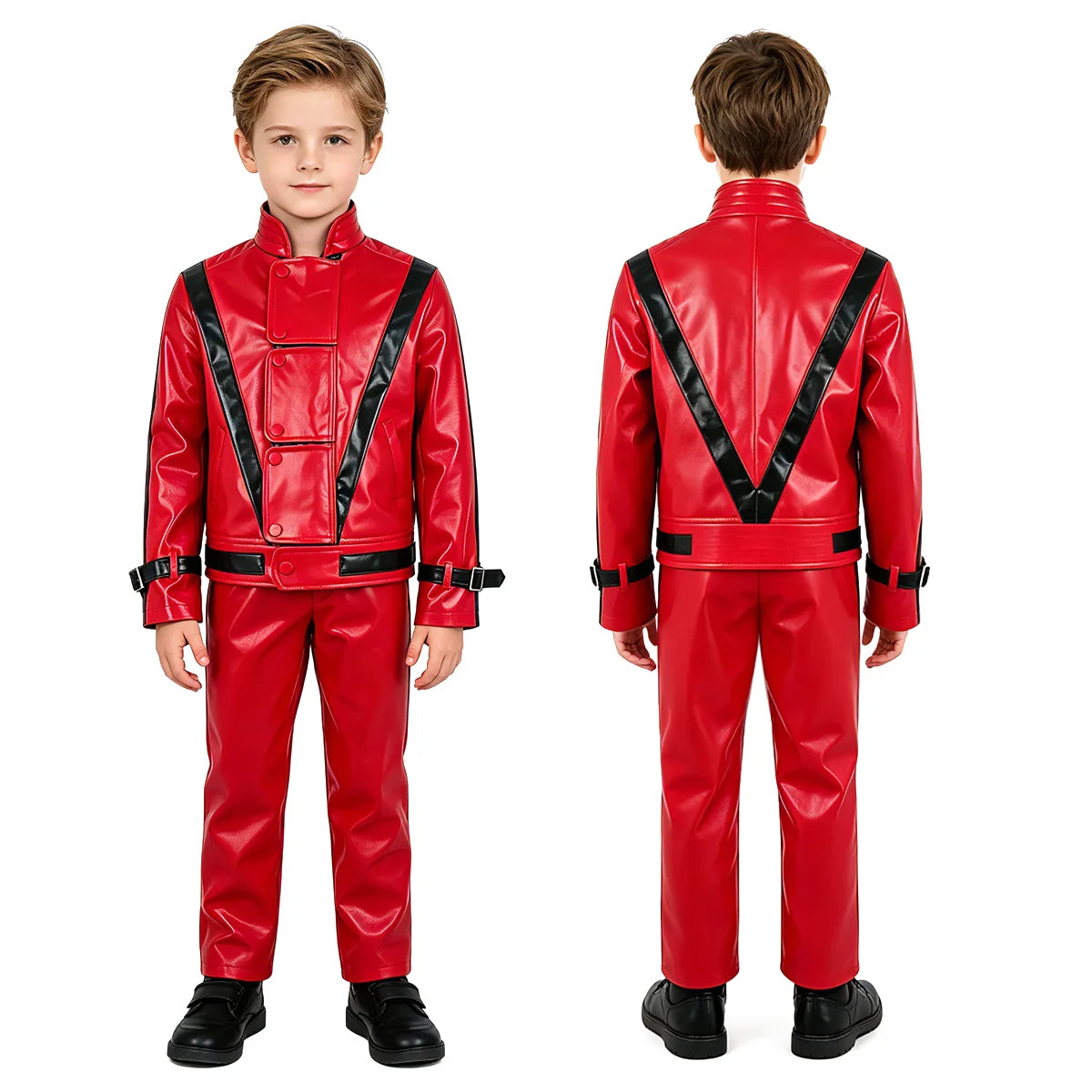 Kids Michael Jackson Cosplay Suit Boys Red PU — main product photo