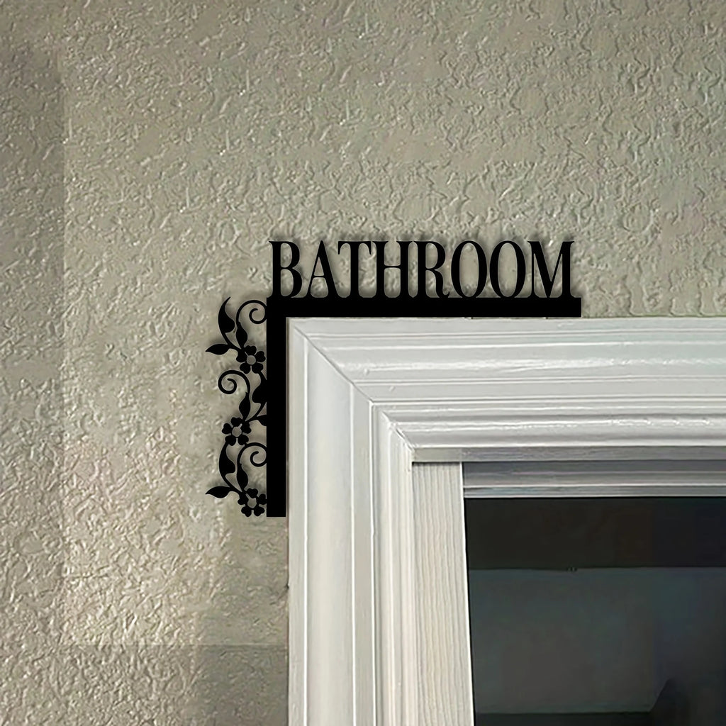 [1pc Metal Door Sign] 1pc Elegant Metal Bathroom — product photo 4 of 6