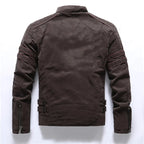 Men's Frosted Retro Embroidery Zipper Leather Jacket — product photo 2 of 6