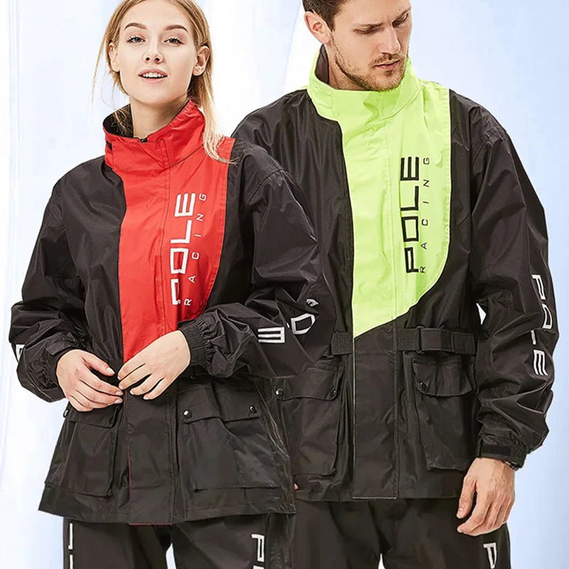 Male Women Waterproof Motorcycle Raincoat Jacket Pant Split — product photo 4 of 6