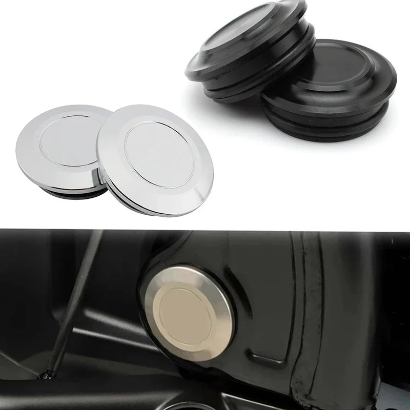 2Pcs Silver/Black Motorcycle Frame Hole Cover Decoration Parts — main product photo