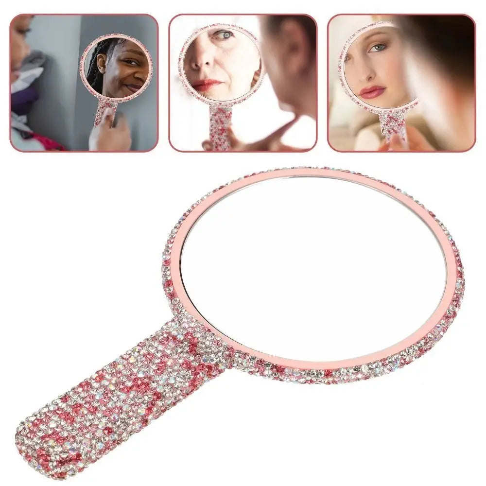 Cute Rhinestone Makeup Mirror Round Square Heart Shape — product photo 6 of 6