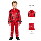 Kids Michael Jackson Cosplay Suit Boys Red PU — product photo 5 of 6