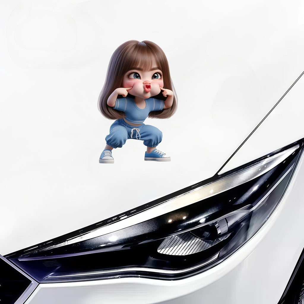 Cute Playful Girl 2D Flat Vinyl Sticker — product photo 5 of 6