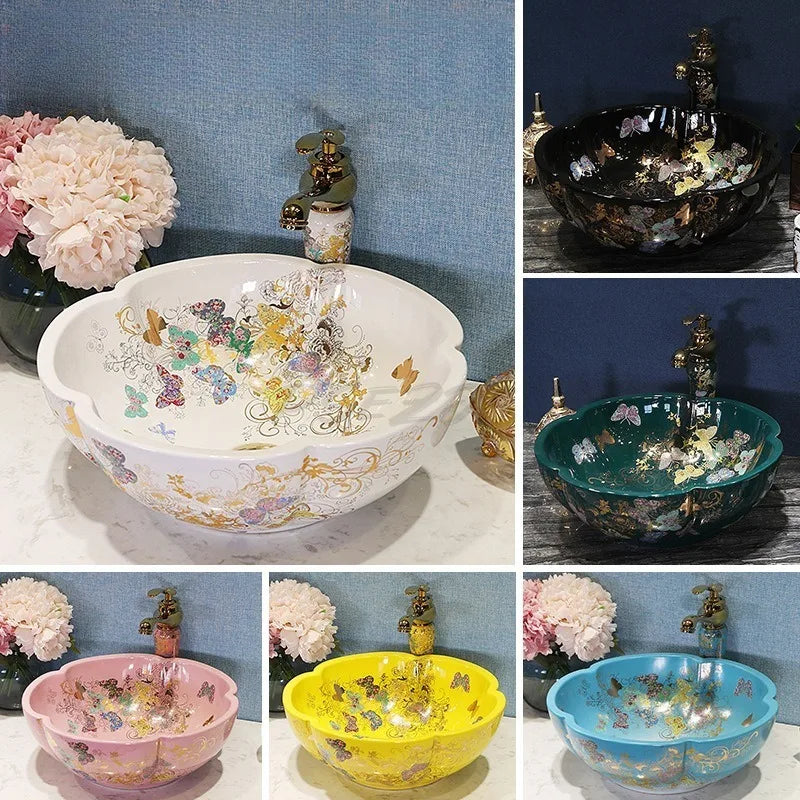 Household European Style Washbasin Washbasin Flower Petal Shaped — product photo 5 of 6