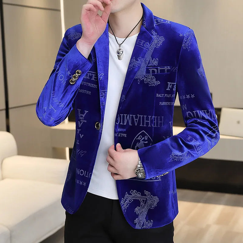 Brand Clothing Luxury Velvet Suit Jacket Men Fashion — product photo 3 of 6