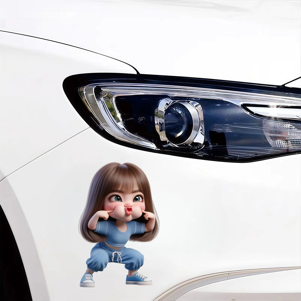Cute Playful Girl 2D Flat Vinyl Sticker — product photo 6 of 6