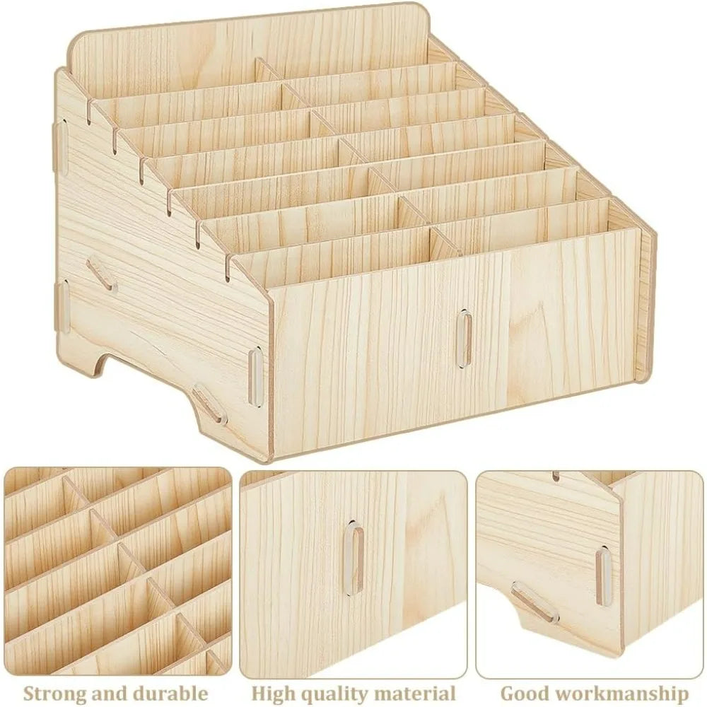 14 Compartment Wooden Mobile Phone Organiser Desktop Organiser — product photo 3 of 6