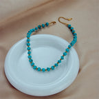 DIEYURO 316L Stainless Steel Green Stone Choker Necklace — product photo 3 of 6