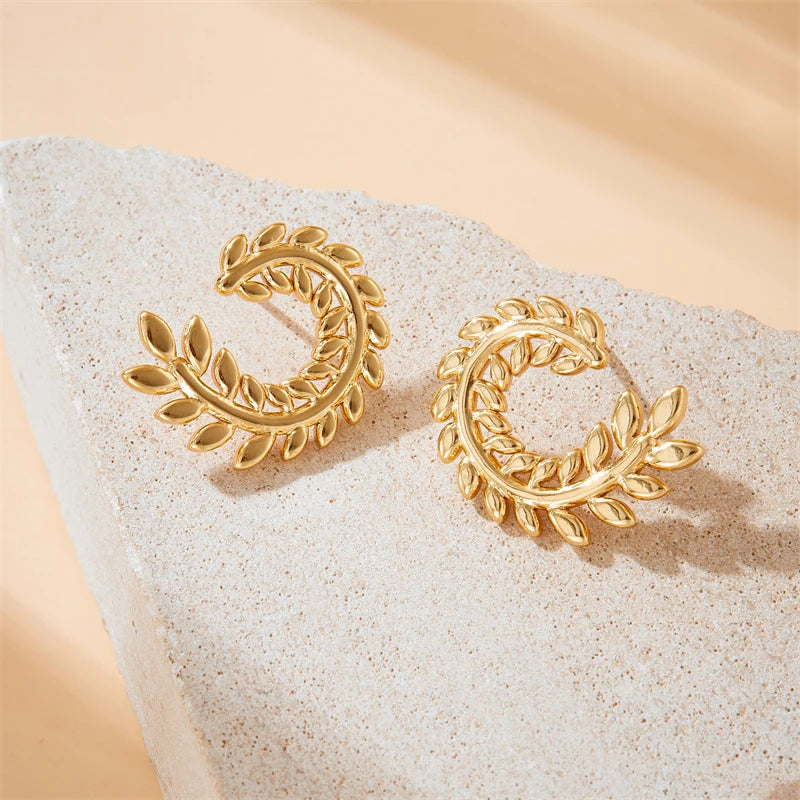 DIEYURO 316L Stainless Steel Golden Ear of wheat — product photo 4 of 6