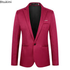 Men's Fashion Suit Jacket Elegant Gentleman Solid Slim — product photo 5 of 6
