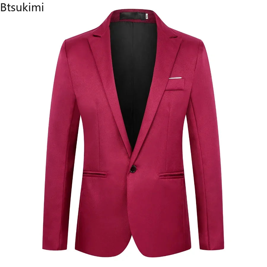 Men's Fashion Suit Jacket Elegant Gentleman Solid Slim — product photo 5 of 6