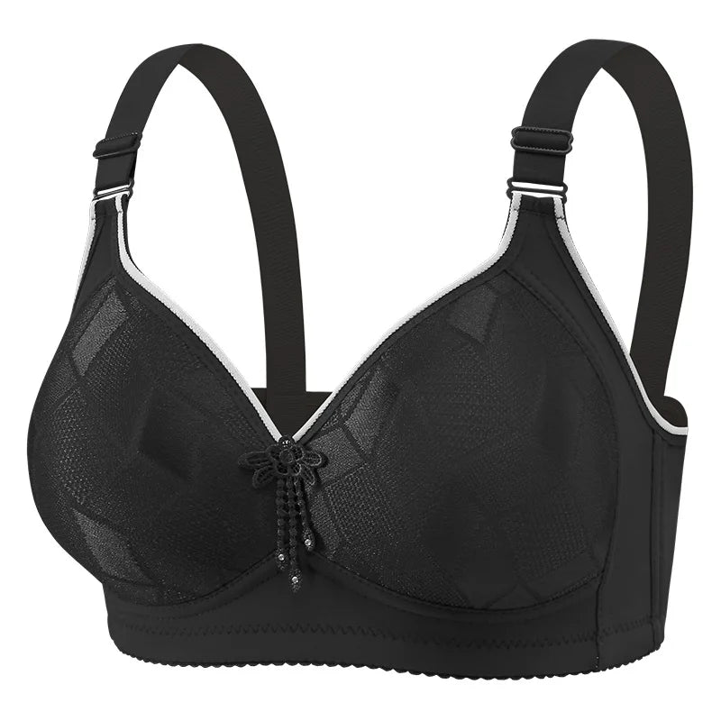 Smooth Plus-size Geometric Pattern Wireless Ladies' Solid Jacquard — product photo 6 of 6